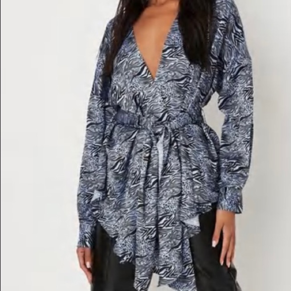 NWT Missguided wrap tie waist blouse